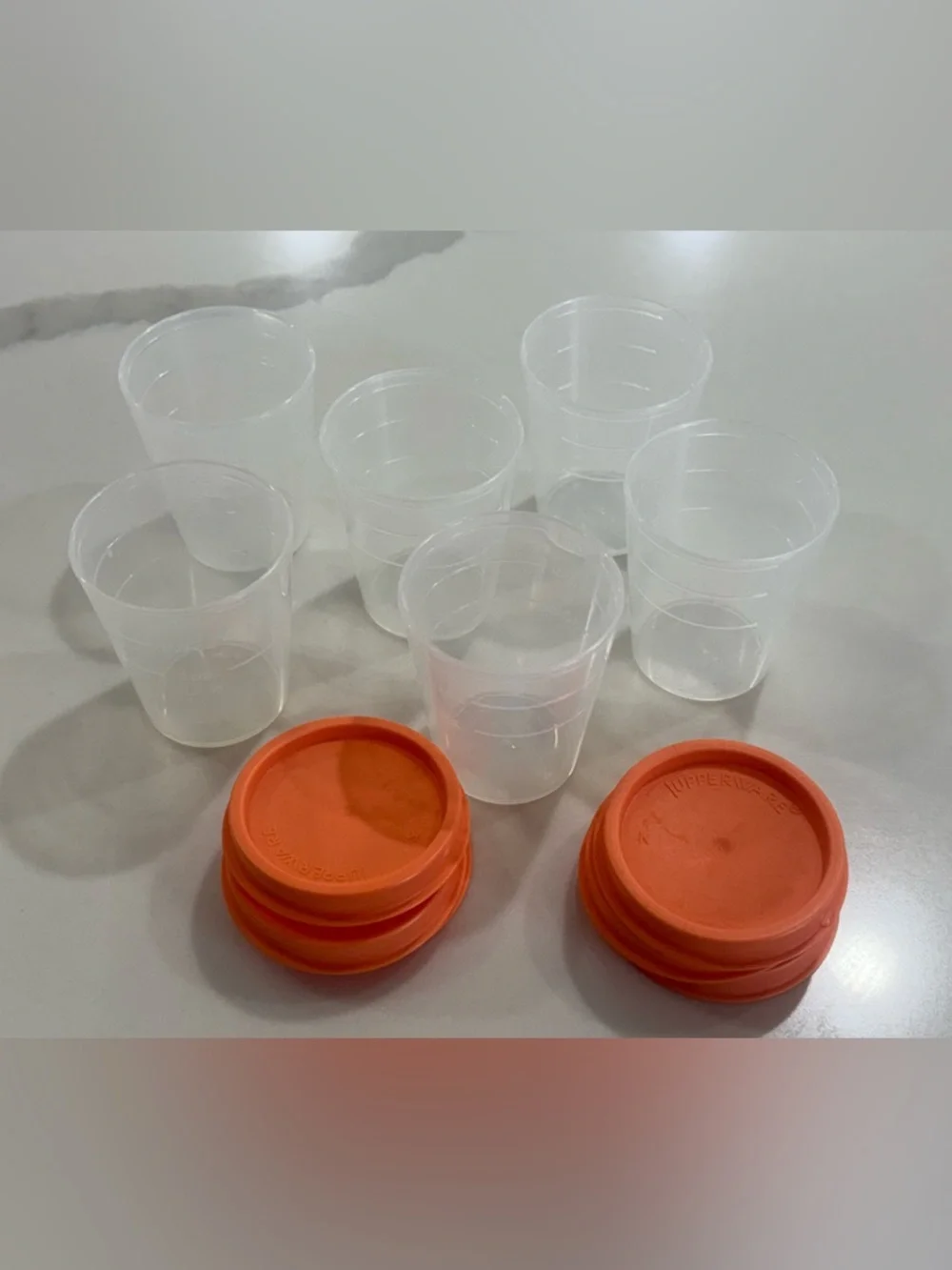 Vintage‎ Tupperware Jello Mold Set 6 Cups 2oz Shot/Condiment Lids
